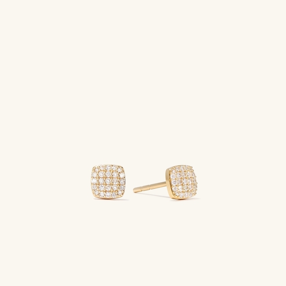 Mejuri Pave Diamond Cushion Studs in White Gold - Picture 1 of 4